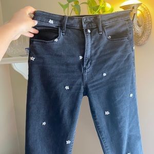 black jeans with flower embroidery (high waisted)